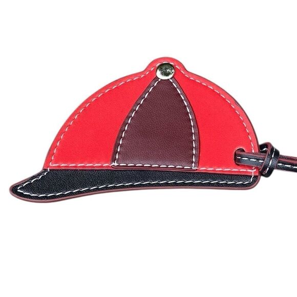 Unbranded Red, Black and Brown Jockey Cap-Shaped Bag Charm Tag. EUC - Picture 4 of 5